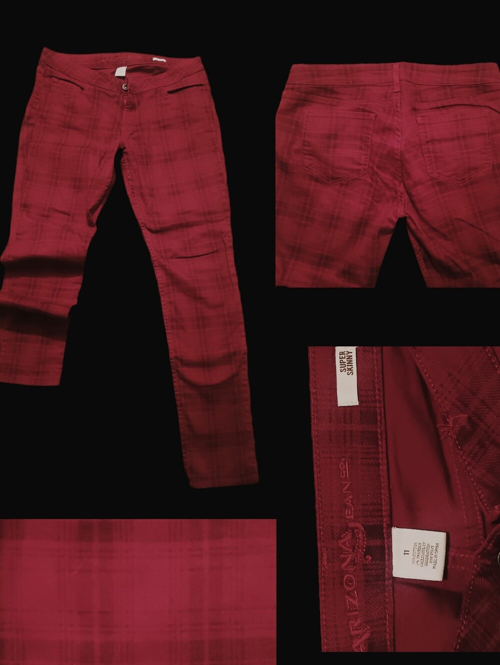 Arizona Jean Company Burgundy Plaid Slim Pants